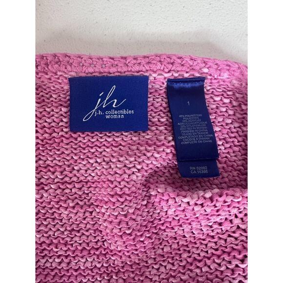 JH Collectibles Woman 1X Pink Marled Knit Button Front Cardigan Sweater - Picture 4 of 4
